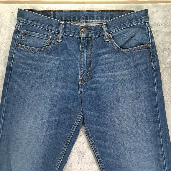 Levis 527 Jeans Mens 35x32, Tag 36x34 Boot Cut Whiskers Blue Denim Western - Picture 3 of 14